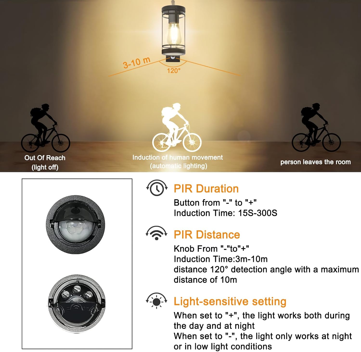 E27 motion light for exterior door

