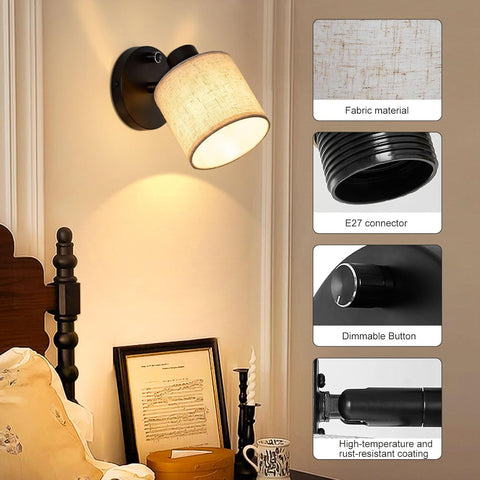 E27 wall-mounted lamp black and beige


