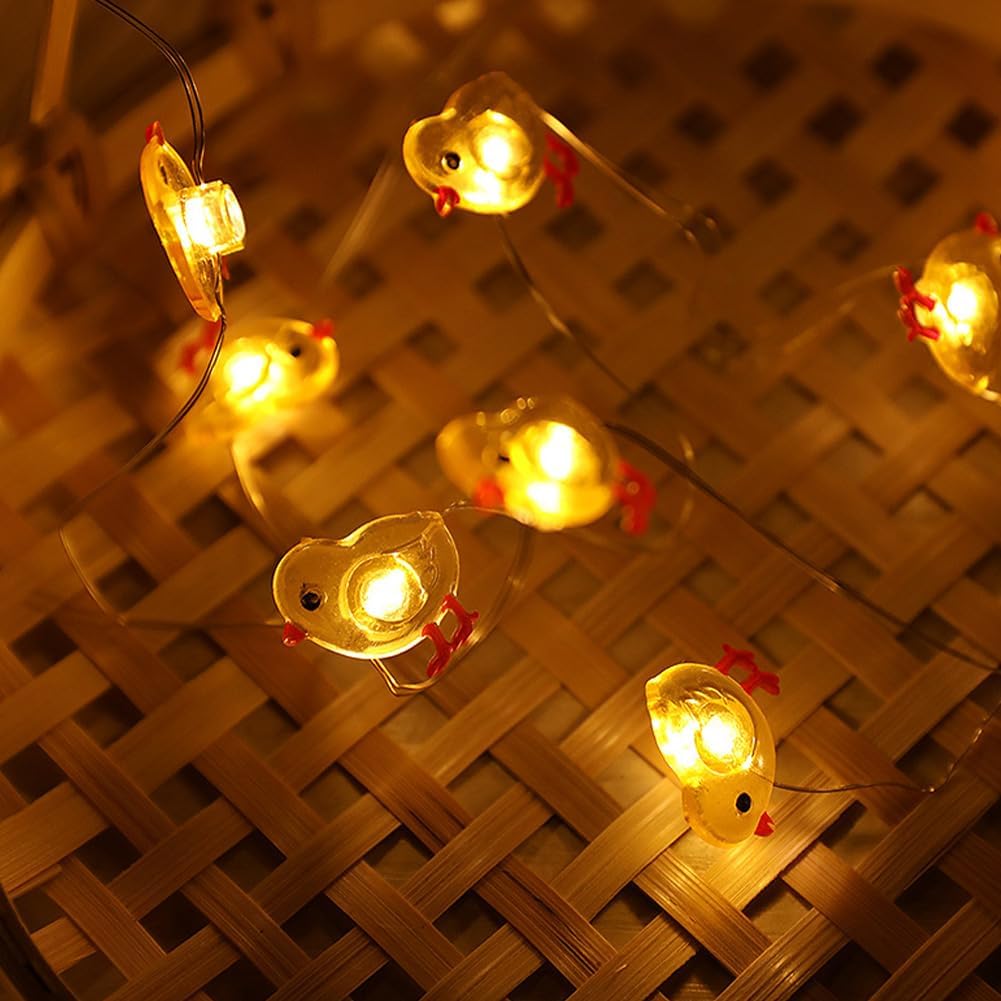 Easter LED fairy string lights with chick, bunny and egg shapes, warm white