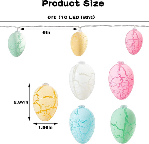 Easter LED lights with colourful eggs draped on mantel