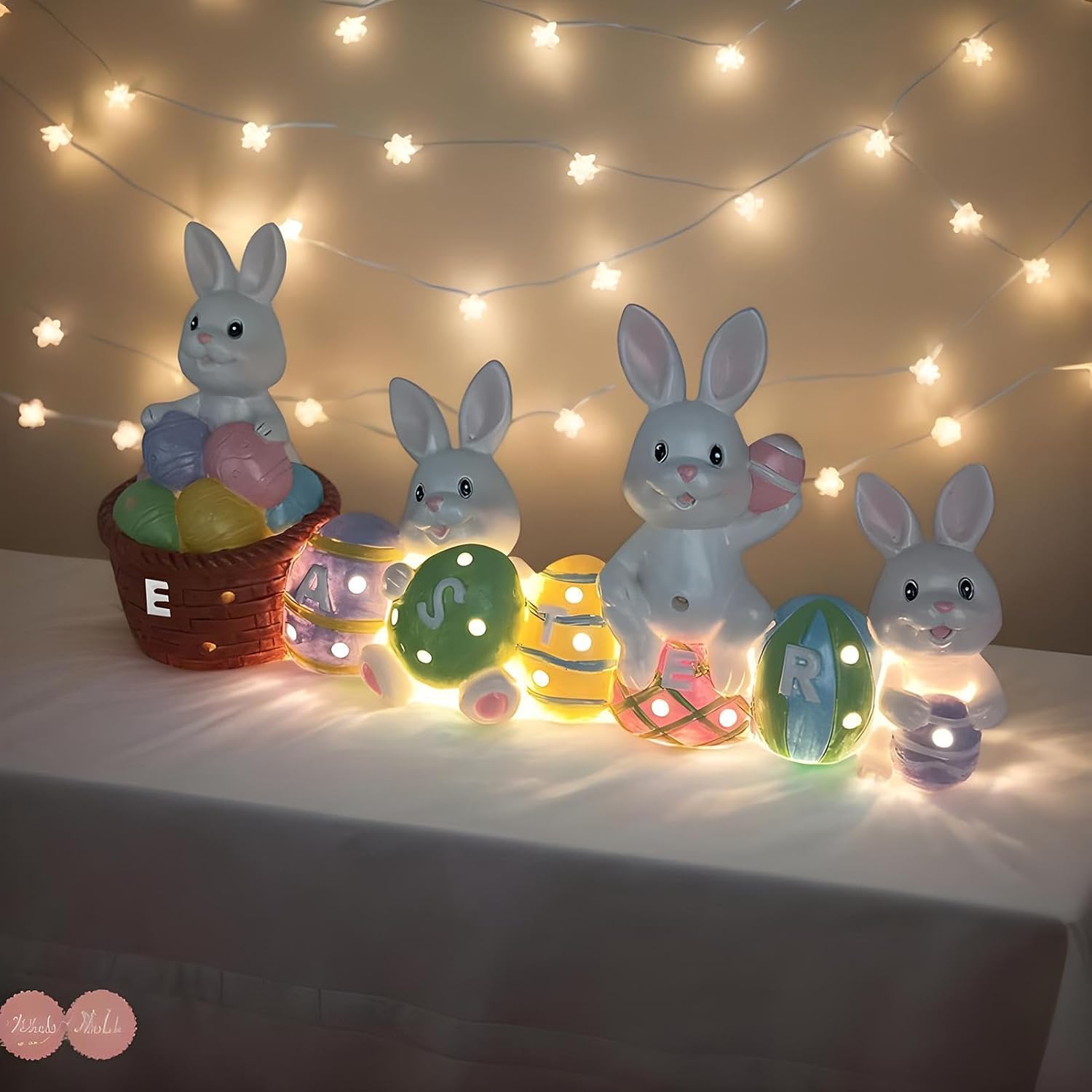 Easter bunny figurine with warm LED light
