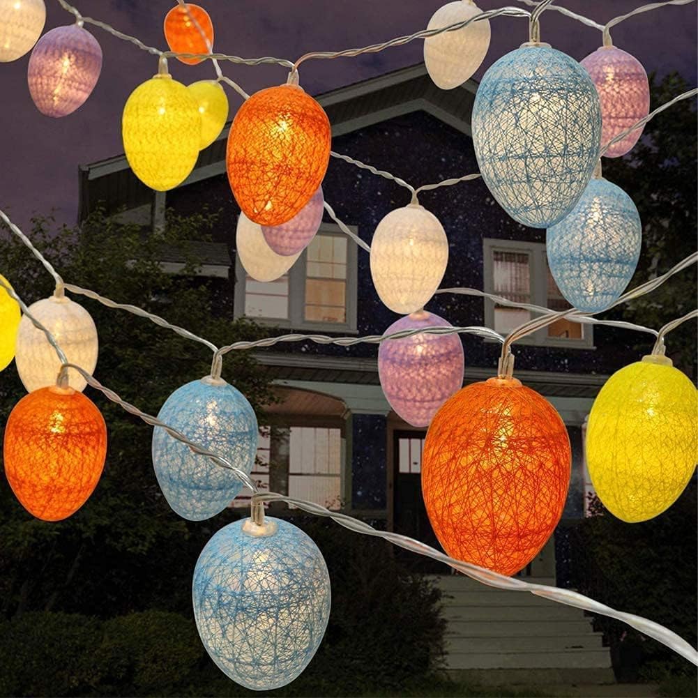 Easter egg fairy lights with colourful eggs and warm white LEDs