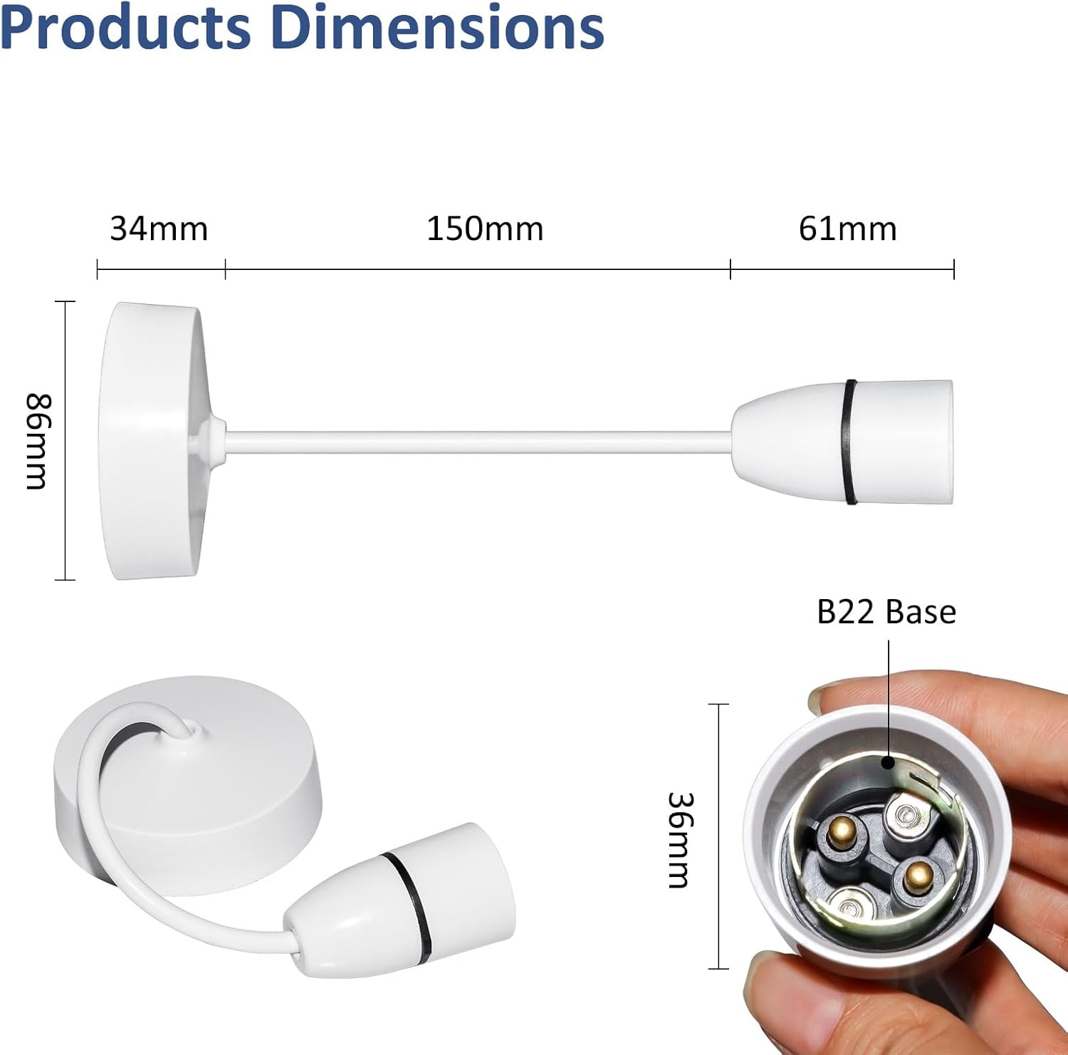 Easy install ceiling rose B22

