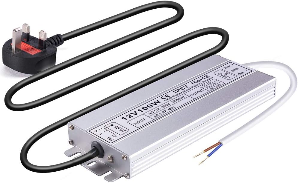 12VDC 8.33A 100W LED Driver – Waterproof IP67 Power Supply Transformer