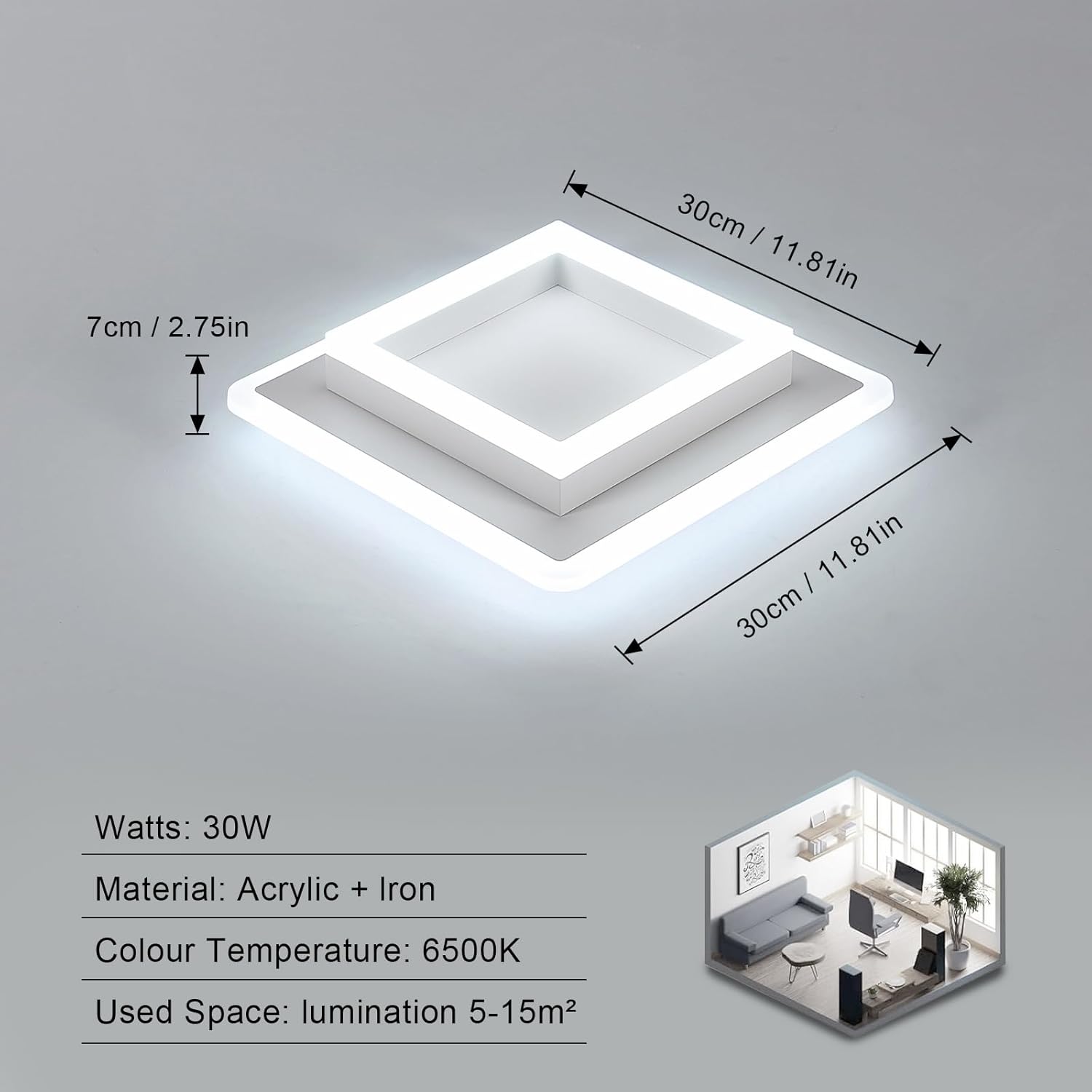 Energy-saving 30W flush mount LED light

