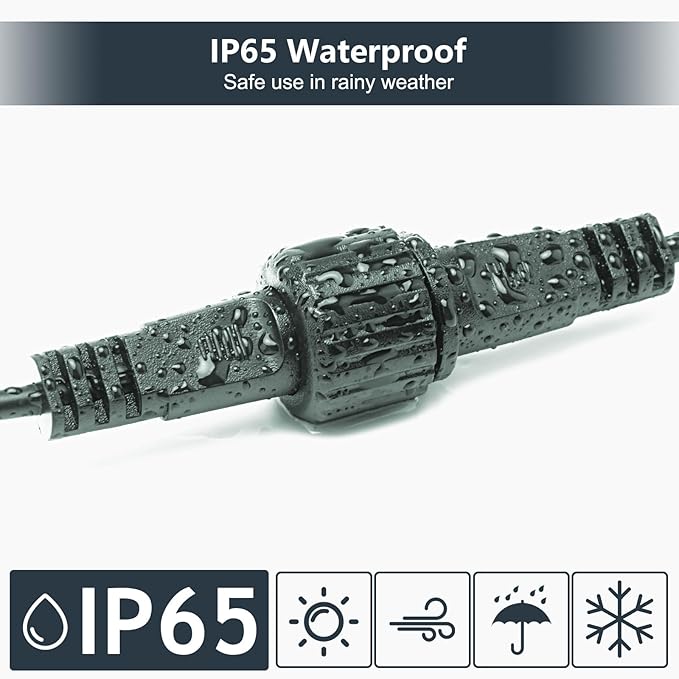 Waterproof 2-pin extension cable used for outdoor lighting.

