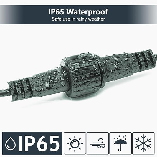 Waterproof 2-pin extension cable used for outdoor lighting.

