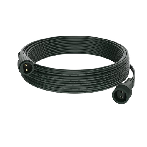 Coiled green extension cable with 2-pin connector close-up.

