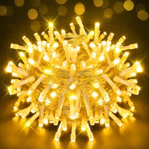 Fairy Lights Battery Operated,15m 150 LED Bright Battery Powered String Lights, Small Waterproof Outside Christmas Lights for Indoor Outdoor Bedroom Garden Decorations(Warm White)
