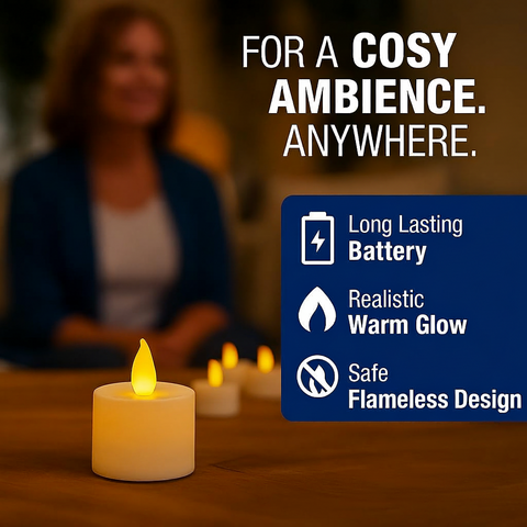 Flameless LED tea lights safe for kids and pets