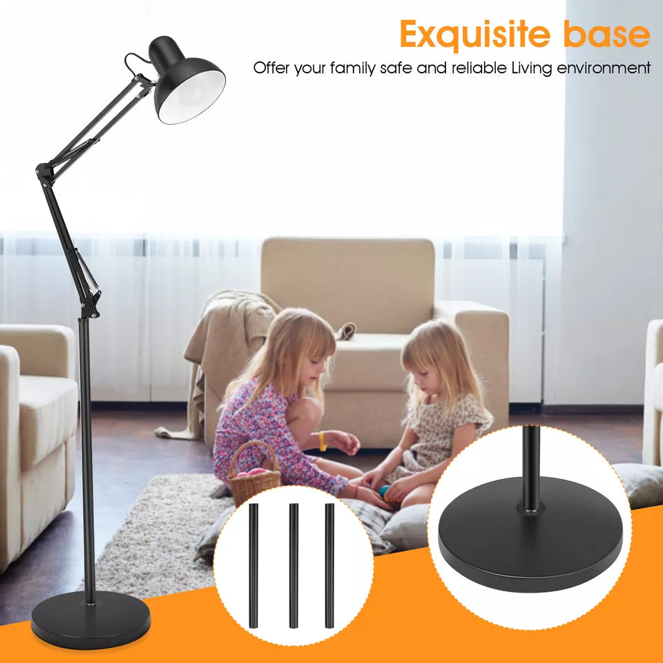 Floor Lamp, Eye Protection Reading Floor Light Tall Standing Lights E27 Lamp Base for Living Room, Bedroom, Bedside,Office, Study Modern Pole Light,Black
