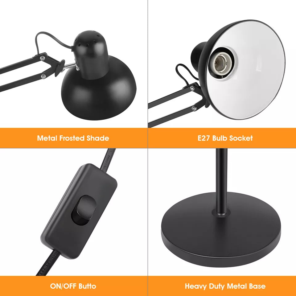 Floor Lamp, Eye Protection Reading Floor Light Tall Standing Lights E27 Lamp Base for Living Room, Bedroom, Bedside,Office, Study Modern Pole Light,Black
