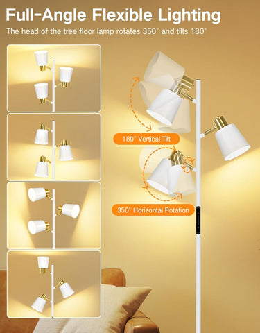 Floor lamp with adjustable head on a gold background