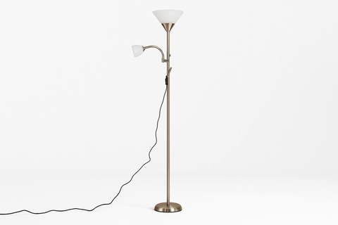 Floor lamp with reading light on a white background