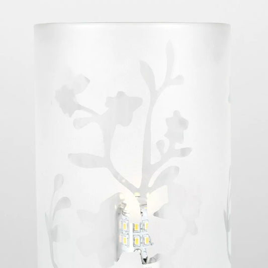 Floral Touch Table Lamp Dimmer Chrome 19CM Tall Bedside Lounge Light Glass Shade
