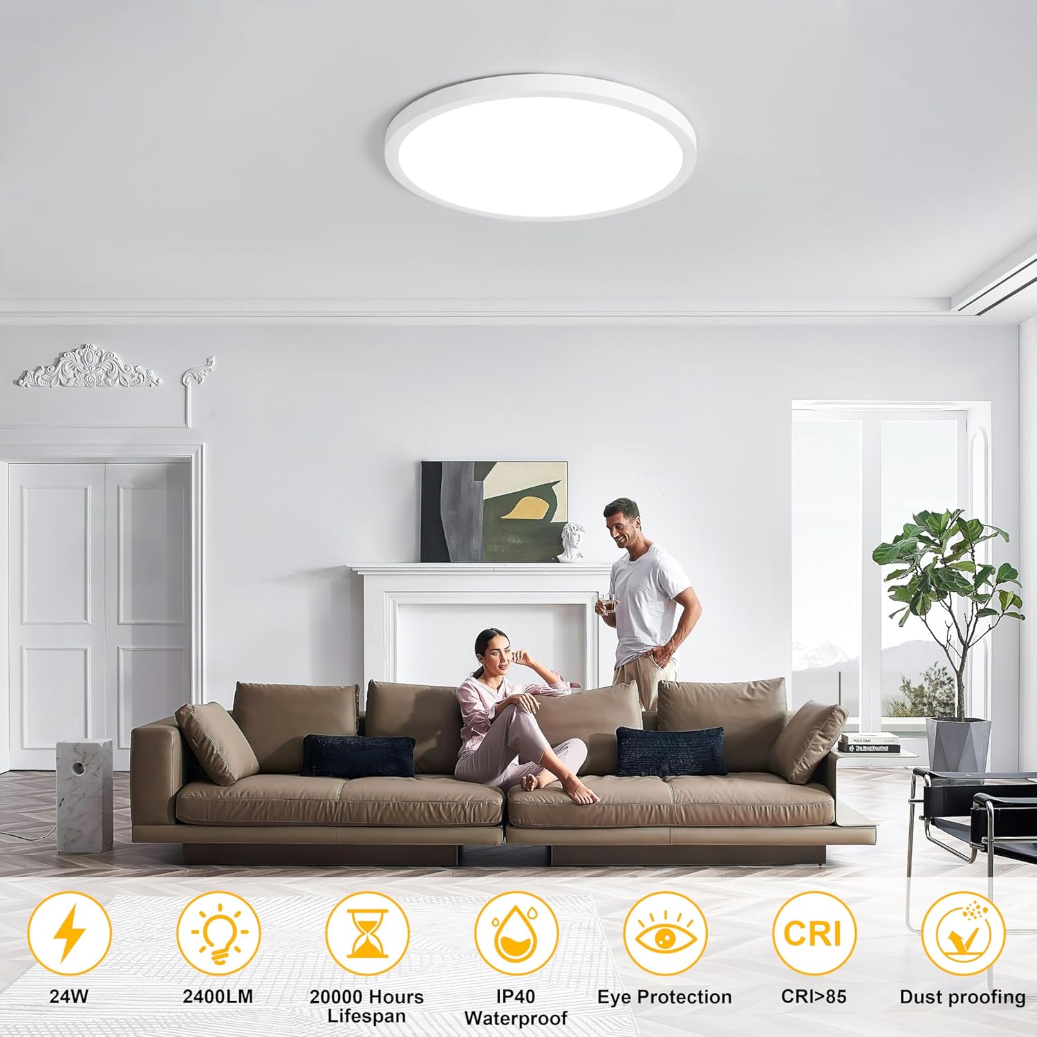 Buy 24W Flush Mount Round LED Ceiling Light in UK - Shop Now