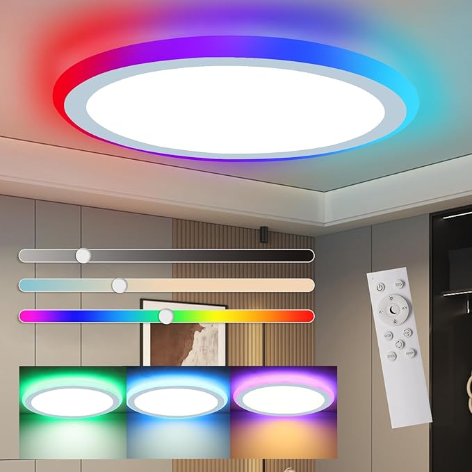 Ultra-Thin Modern LED Ceiling Light with RGB Sidelight

