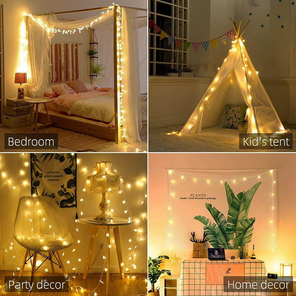 Star String Lights, 10ft/3M 20 LED Plug in String Lights Warm White Fairy Lights for Birthday/Christmas/Wedding/Party Indoor Outdoor Decoration - thelights4u.com