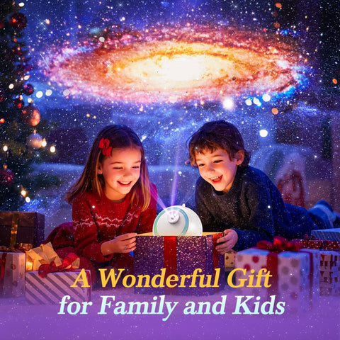 Galaxy Projector, 6 HD Films Star Projector Night Light Kids, Portable & Cordless Galaxy Light, 10 Lullabies & Bluetooth Northern Lights Mood Lighting, Planetarium Girf for Girl Women Decor