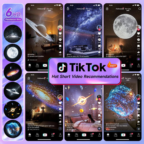 Galaxy Projector, 6 HD Films Star Projector Night Light Kids, Portable & Cordless Galaxy Light, 10 Lullabies & Bluetooth Northern Lights Mood Lighting, Planetarium Girf for Girl Women Decor