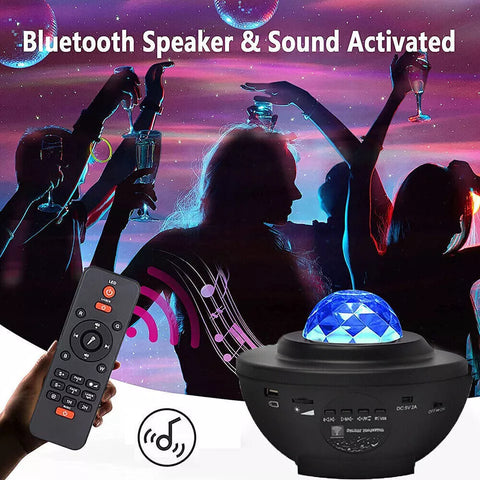Galaxy Projector, Star Projector with Remote Color Changing,Music Bluetooth Speaker,Timer,Ocean Wave Star Sky LED Night Light Lamp for Baby,Kids Bedroom,Stage,Birthdays,Christmas,Black