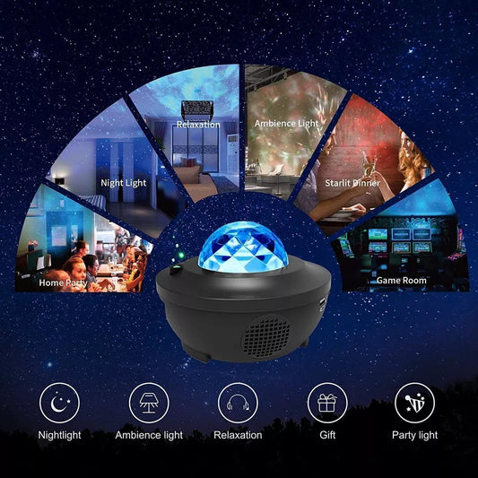 Galaxy Projector, Star Projector with Remote Color Changing,Music Bluetooth Speaker,Timer,Ocean Wave Star Sky LED Night Light Lamp for Baby,Kids Bedroom,Stage,Birthdays,Christmas,Black
