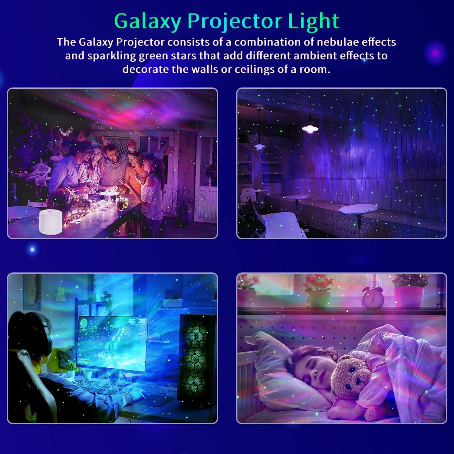 Galaxy light projector creating romantic ceiling lighting
