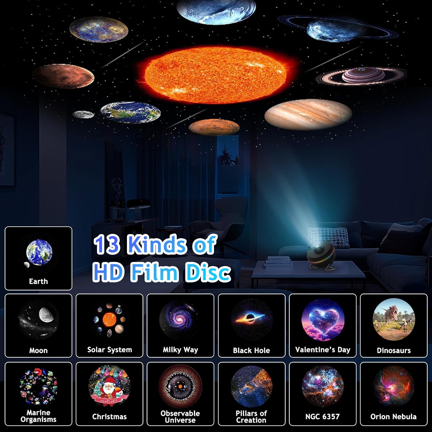 Galaxy night light with RGB meteor effects