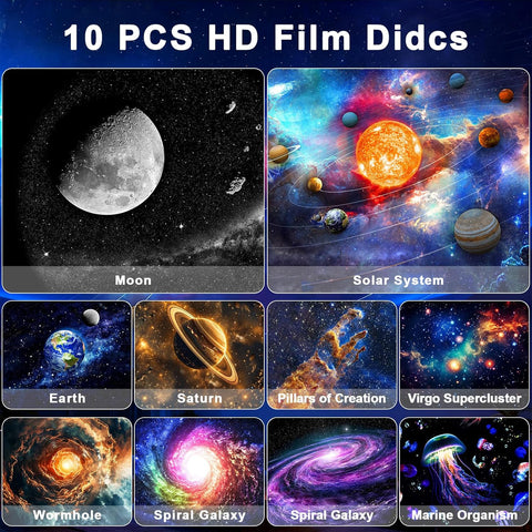 Galaxy projector with 10 film discs ceiling projection