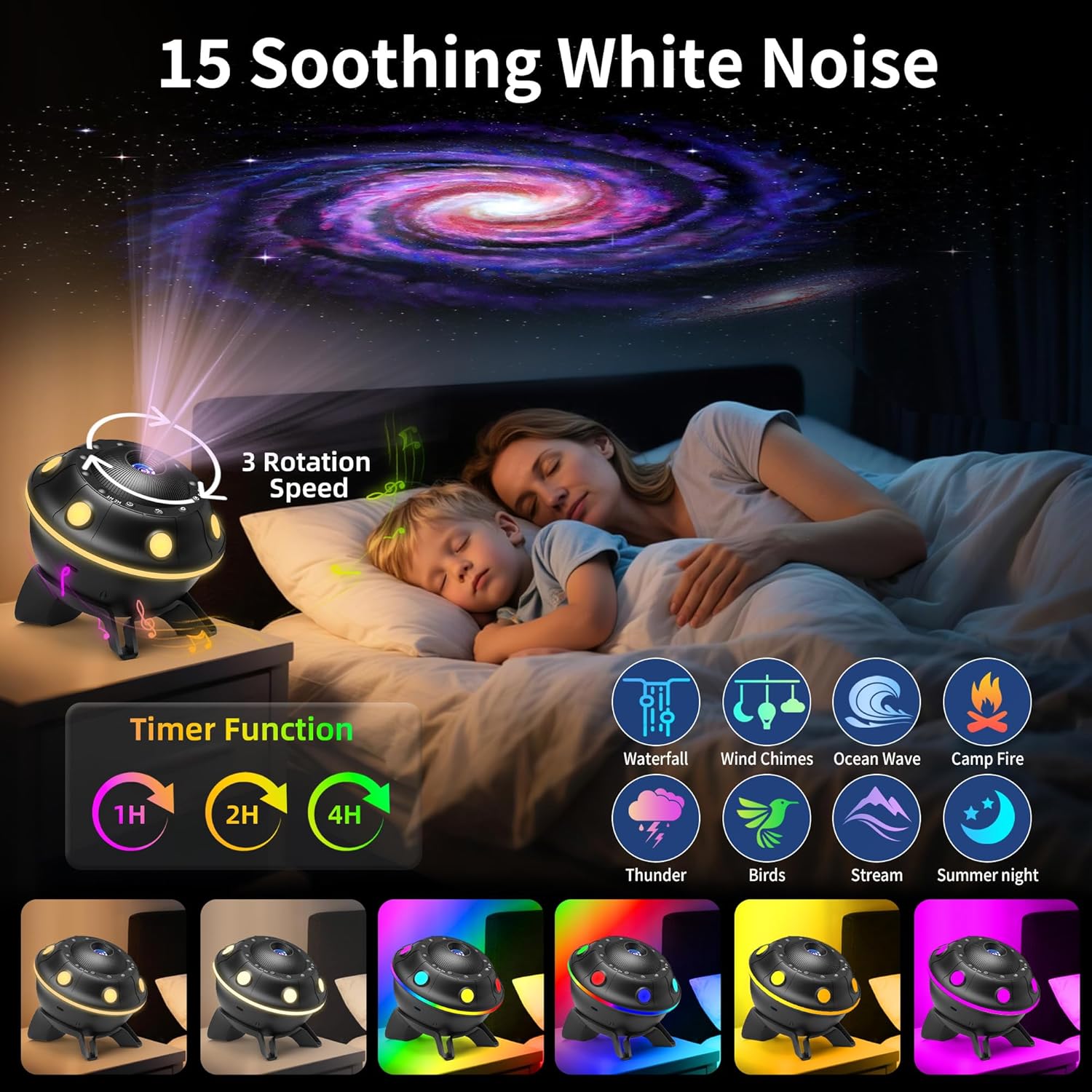 UFO Galaxy Star Projector with 13 Space Films & Bluetooth