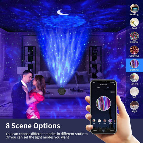 Galaxy projector with timer and music sync
