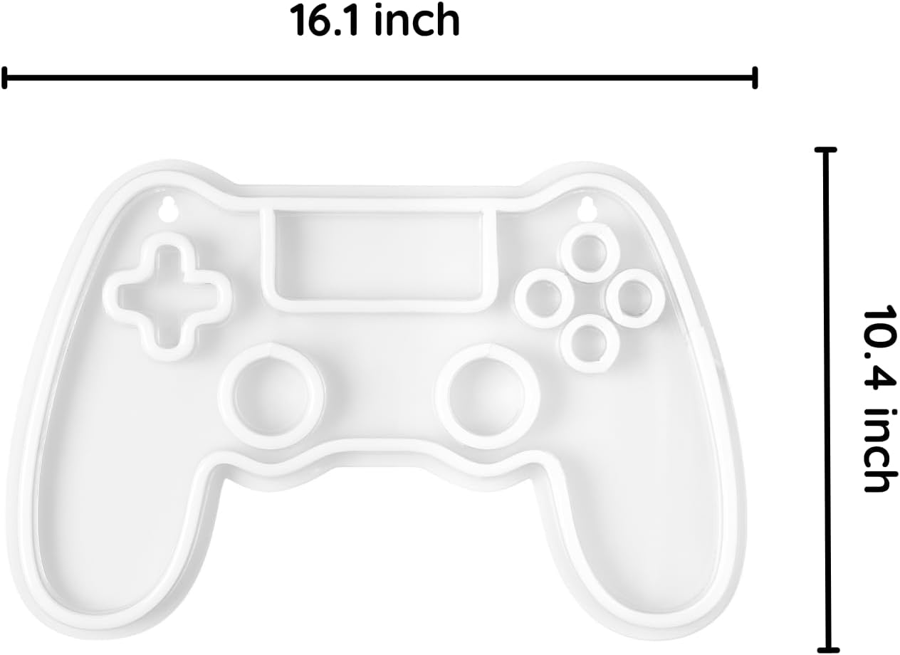 Gaming controller-shaped mold with dimensions on a white background