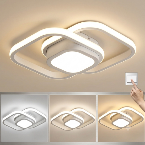 Dimmable Modern LED Ceiling Lights 20W 1890LM Square Living Room Ceiling Lamp with 3 Colors for Bedrooms Dining Room Hallway