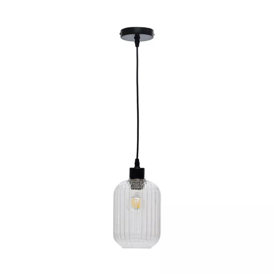 Ribbed pendant light shade with BC B22 fitting

