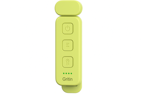 Green electronic device with buttons on a white background