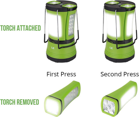 Green lantern with torch attachment feature on a white background
