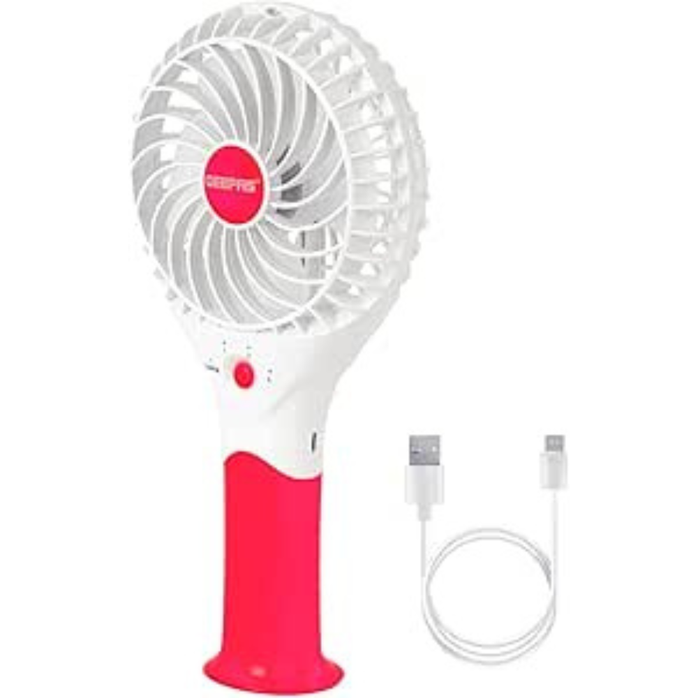 GEEPAS Rechargeable Fan | Mini Portable USB Handheld Fan for Home Office Travel Outdoor Personal Use | 3 Speed Settings 8H Run Time Ultra Quiet Lightweight Air Circulator | 2 Year Warranty Pink