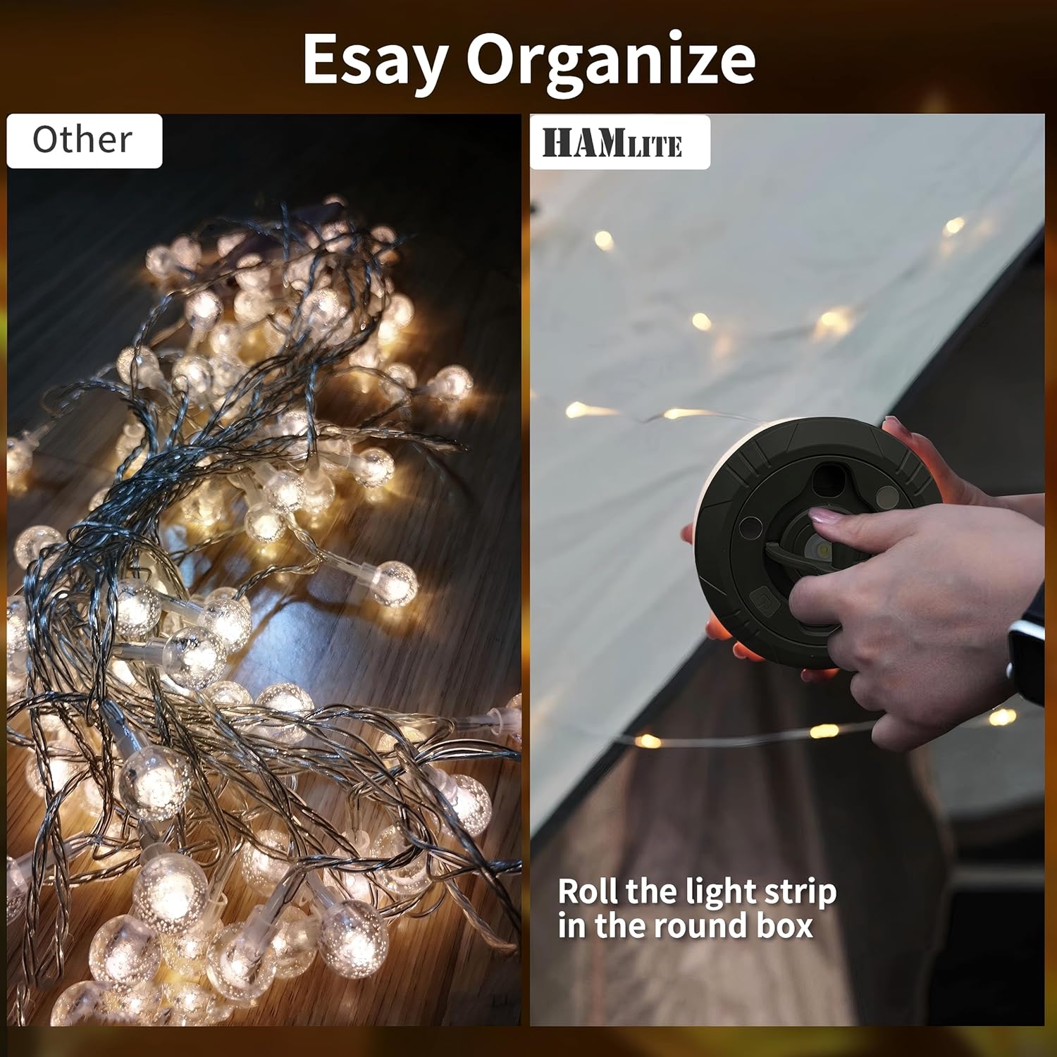 Hanging camping lantern string lights


