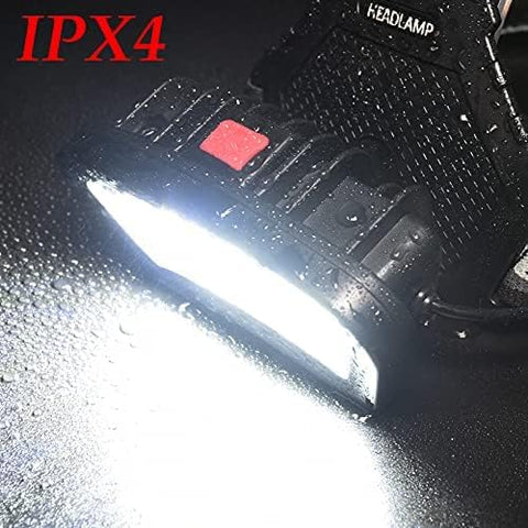 Headlamp with IPX4 rating on a textured surface