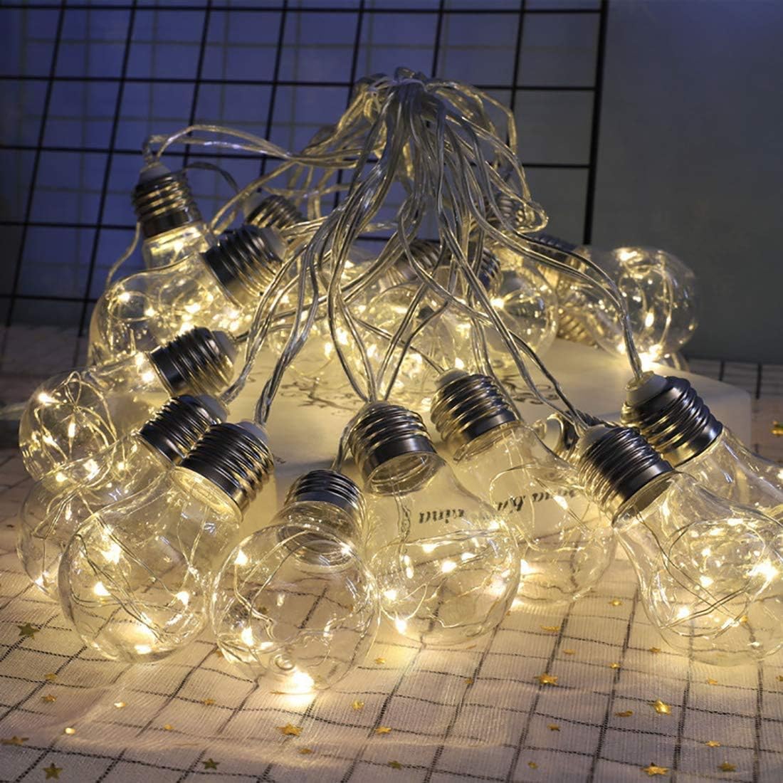 VHoliday Decoration Led Light String Led Christmas Lights 20Bulb G45 Globe Festoon Bulb with Copper Wire Fairy Light Solar Powered Party Ball String Lamps