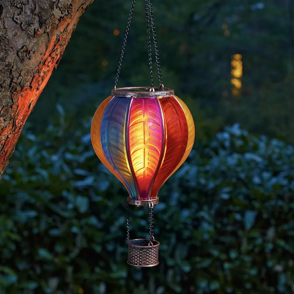 Hot Air Balloon Solar Garden Light - Solar Hot Air Balloon Lantern for Garden Decoration | Waterproof Colorful Hot Air Balloon Decorative Hanging Lights for Yard Patio Porch
