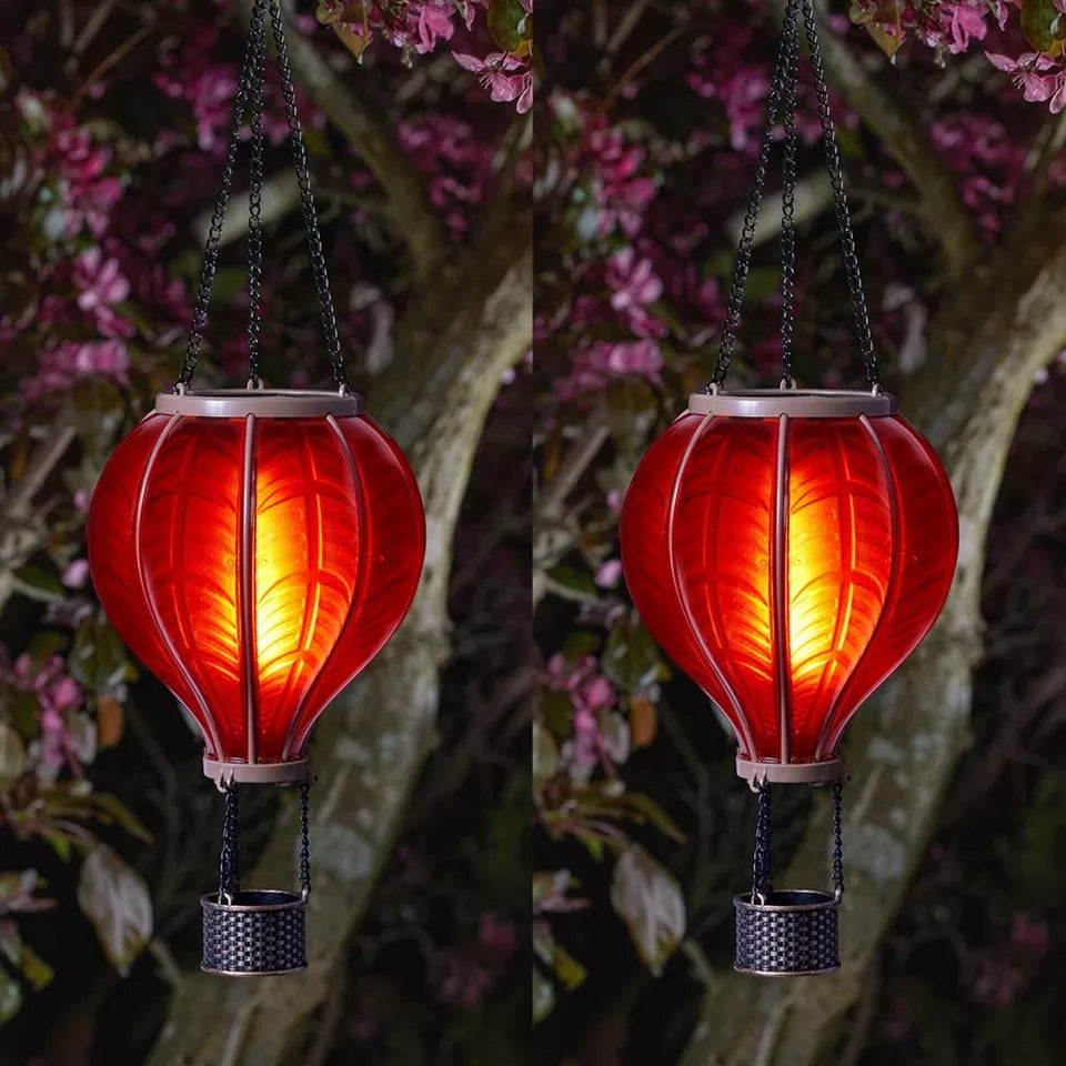 Hot Air Balloon Solar Garden Light - Solar Hot Air Balloon Lantern for Garden Decoration | Waterproof Colorful Hot Air Balloon Decorative Hanging Lights for Yard Patio Porch
