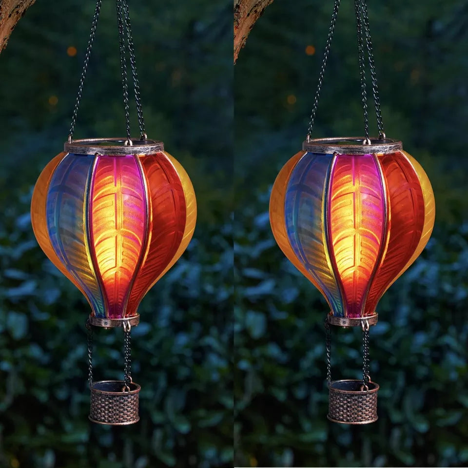 Hot Air Balloon Solar Garden Light - Solar Hot Air Balloon Lantern for Garden Decoration | Waterproof Colorful Hot Air Balloon Decorative Hanging Lights for Yard Patio Porch
