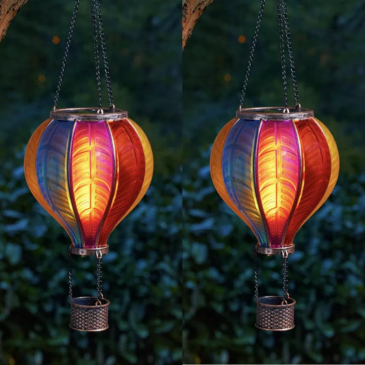 Hot Air Balloon Solar Garden Light - Solar Hot Air Balloon Lantern for Garden Decoration | Waterproof Colorful Hot Air Balloon Decorative Hanging Lights for Yard Patio Porch
