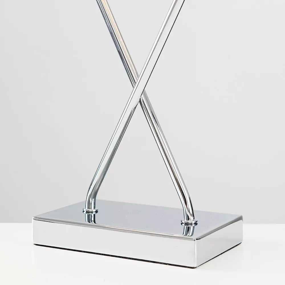 Hourglass Table Lamp Chrome Living Room 44.5CM Light Rectangle Shade LED Bulb