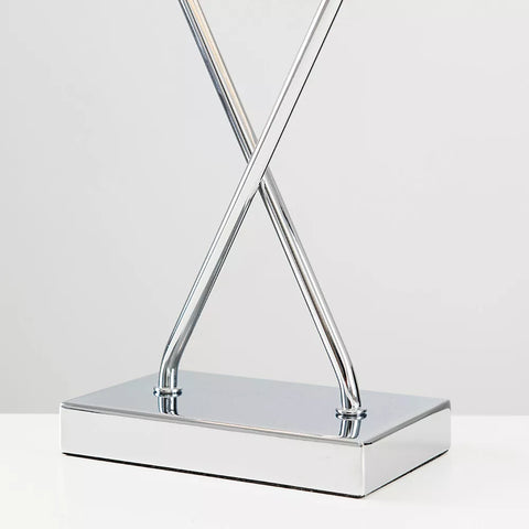 Hourglass Table Lamp Chrome Living Room 44.5CM Light Rectangle Shade LED Bulb