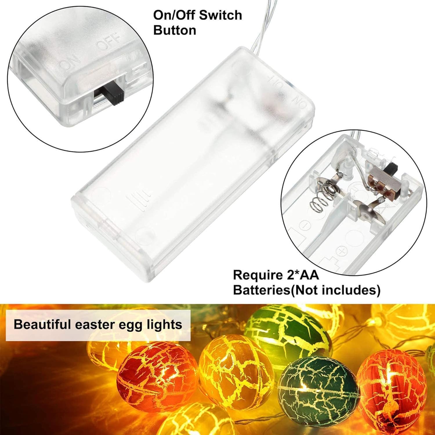 Indoor Easter egg fairy string lights for seasonal décor