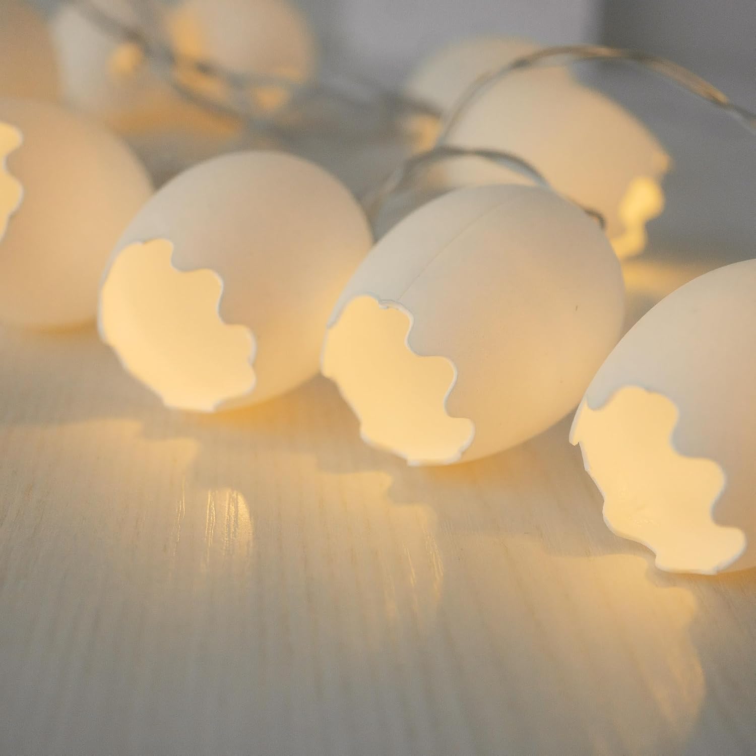 Indoor broken egg LED fairy lights creating cosy seasonal ambience