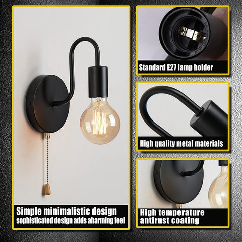 Indoor wall light pull chain

