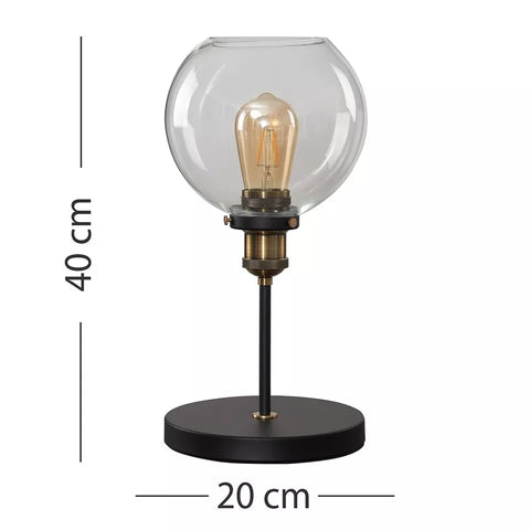 Close-up of the black and gold finish on the steampunk table lamp

